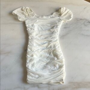 Katie J NYC White Ruched Girls Tulle dress Large